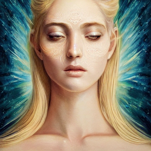 goddess, graceful, ultra realistic photo portrait of venus, painting burst, beautiful symmetrical face, pale skin, blonde hair, perfect naked body, nonchalant kind look, realistic round eyes, tone mapped, intricate, elegant, highly detailed, digital painting, artstation, concept art, smooth, sharp focus, illustration, art by artgerm and greg rutkowski and alphonse mucha, 4k, 8k, perfect naked breast, Oil Painting