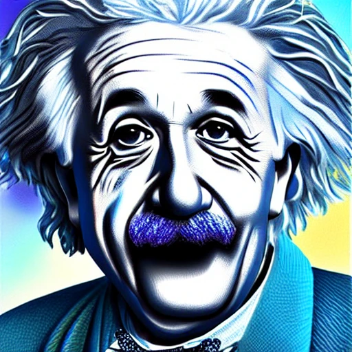 Einstein, jewel encrusted, with small sparkling gems, tons of colors, translucent, very detailed, wide angle. medium distance, glowing from within, photorealistic, hyper detail, 8k