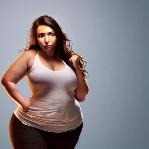 Curvy woman, focus background, hyper realistic, pretty face