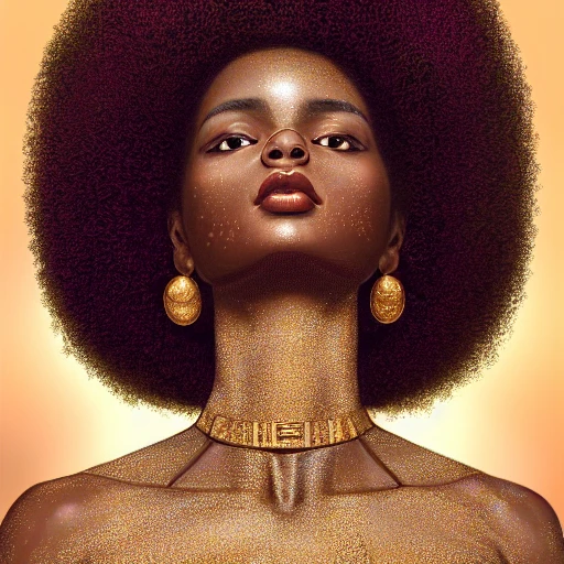 goddess, graceful, ultra realistic photo portrait of venus, painting burst, beautiful symmetrical face, golden skin, afro centric hair, golden halo, nonchalant kind look, realistic round eyes, tone mapped, intricate, elegant, highly detailed, digital painting, artstation, concept art, smooth, sharp focus, illustration, art by artgerm and greg rutkowski and alphonse mucha, 4k, 8k, , Oil Painting