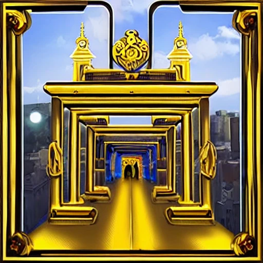 The inscription in gold letters "Metro gate game"