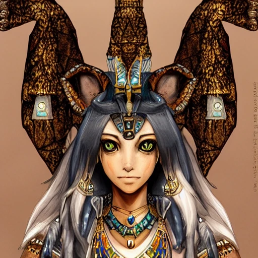 {{{octopath traveler style fantasy rpg character art of ancient egyptian goddess anubis}}}, highly detailed, {hyperrealistic upper body portrait of 30 years old woman with simple background oil colors}, wearing dress, wearing necklaces and jewelry, beautiful hair, illustrated, beautiful and detailed eyes, fit body, mysterious lady, sharp focus, elegant, volumetric lighting, smooth, in style of hades videogame character art, 1woman, thick black outlines, cartoony, anime, art by artgerm, trending artstation