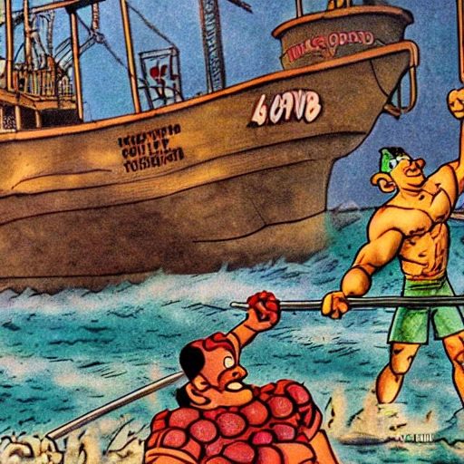 The Toxic Avenger fighting Popeye the Sailor, 50mm photography ...