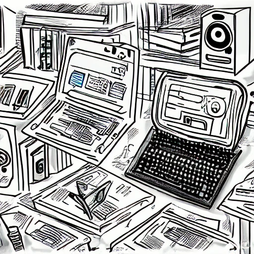 Technology, recommendation, cyber, modern, Cartoon, Pencil Sketch