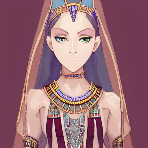 {{{octopath traveler style fantasy rpg character art of ancient egyptian dancer girl}}}, highly detailed, {hyperrealistic upper body portrait of 20 years old middle eastern woman with simple background oil colors}, wearing dress, wearing see through veil, wearing necklaces and jewelry, beautiful hair, illustrated, beautiful and detailed eyes, fit body, seductive goddess, sharp focus, elegant, volumetric lighting, smooth, videogame character art, 1woman, thick black outlines, cartoony, anime, art by artgerm, trending artstation