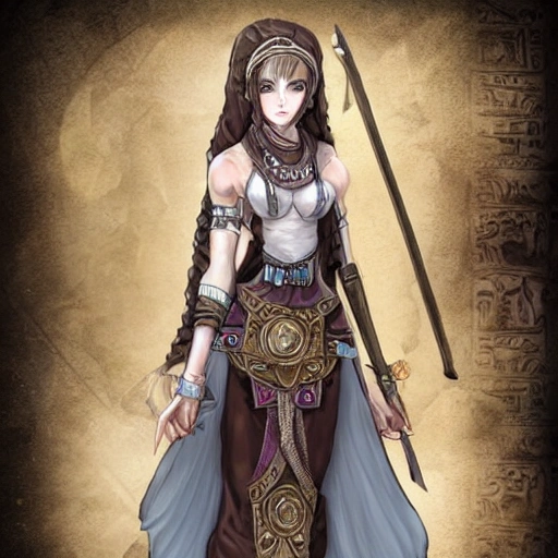 {{{octopath traveler style fantasy rpg character art of ancient egyptian dancer girl who is ready for fighting}}}, highly detailed, {hyperrealistic upper body portrait of 20 years old middle eastern woman with simple background oil colors}, wearing dress, wearing necklaces and jewelry, wearing face veil, beautiful hair, illustrated, beautiful and detailed eyes, strong body, seductive goddess, sharp focus, elegant, volumetric lighting, smooth, videogame character art, 1woman, thick black outlines, cartoony, anime, art by artgerm, trending artstation