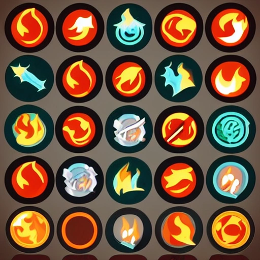 a collection of fire spells icons