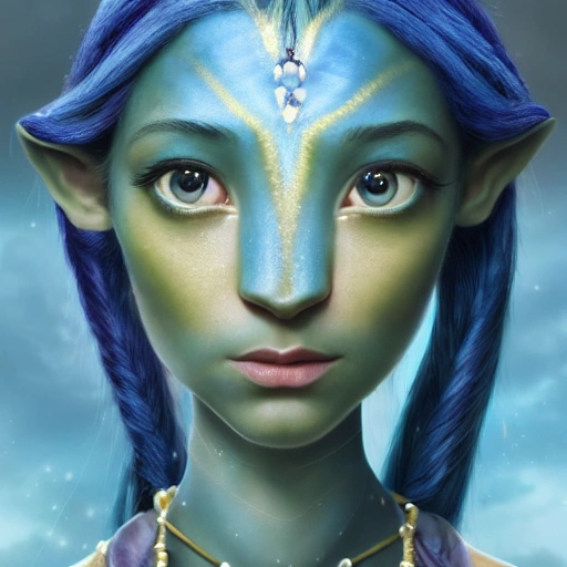 a blue - skinned young female navi from avatar with white hair and light green eyes, physically fit, nature, far, portrait, intricate, film still, movie still, oil on canvas, masterpiece, expert, insanely detailed, 8k resolution, retroanime style, cute big circular reflective eyes, cinematic smooth, intricate detail , soft smooth lighting, soft colors, painted Renaissance style, hyperrealistic macro photo by Wlop and Zdzislaw Beksinski, movie by James Cameron, 3D