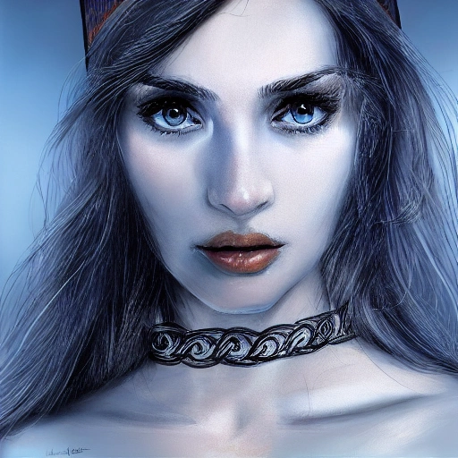 hyper realistic portrait of sexy girl, having a nice hat and cap, a choker and luxurious necklaces, slender and slim, perfect naked breast, detailed eyes, coherent symmetrical face, blue eyes, full body, digital art, perfect anatomy, hyper detailed, highly intricate, concept art, award winning photograph, rim lighting, sharp focus, 8k resolution wallpaper, smooth, denoise