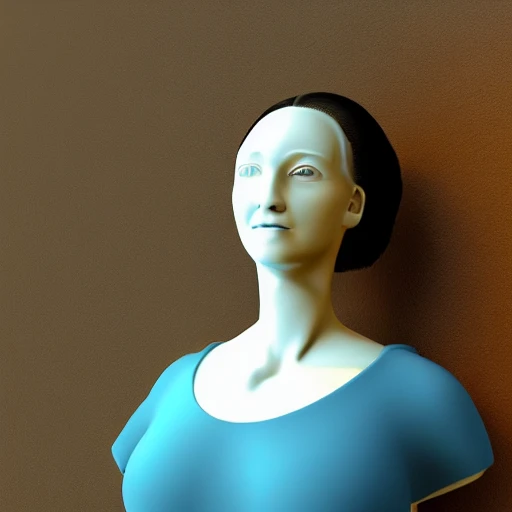 bellissima donna, mezzo busto, capelli castano chiaro, capelli lunghi, occhi azzurri, occhiali da vista, naso piccolo, bellissimo sorriso, 3D