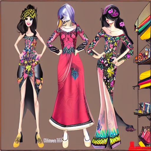 , Cartoon，The Orient，fasion，dress，, 3D