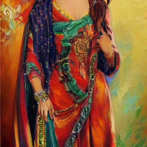 The Orient，fasion，dress，Oil Painting