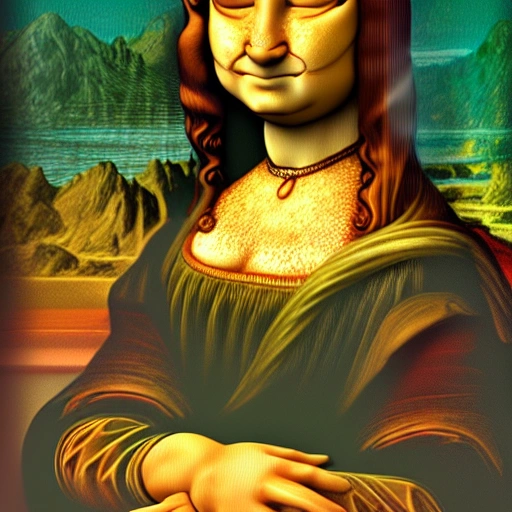 Monalisa like a cat Garfield by Da vinci, masterpiece, best quality,realism, tone mapping, ray tracing, smooth light, HQ