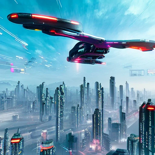 Cyberpunk world, flying car, 4k ultra realistic