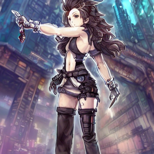 {{{octopath traveler style cyberpunk rpg character art of sporty city girl}}}, highly detailed, {hyperrealistic upper body portrait of 20 years old android woman with simple background oil colors}, wearing futuristic urban tech outfit, beautiful hair, illustrated, beautiful and detailed eyes, fit body, cybernetic gear, mysterious look, sharp focus, elegant, volumetric lighting, smooth, videogame character art, 1woman, thick black outlines, cartoony, anime, art by artgerm, trending artstation