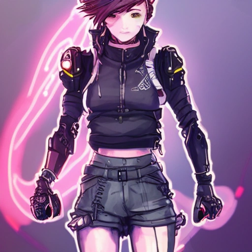 {{{octopath traveler style cyberpunk rpg character art of sporty policewoman}}}, highly detailed, {hyperrealistic upper body portrait of 20 years old city girl with simple background oil colors}, wearing futuristic urban tech wear, neon colored hair, illustrated, beautiful and detailed eyes, fit body, cybernetic gear, holding a handgun, mysterious look, sharp focus, elegant, volumetric lighting, smooth, videogame character art, 1woman, thick black outlines, cartoony, anime, art by artgerm, trending artstation