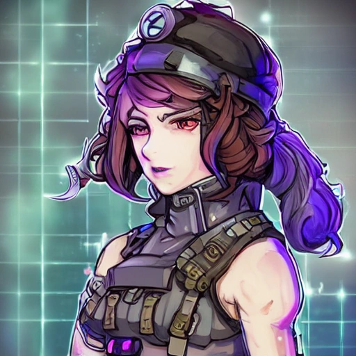 {{{octopath traveler style cyberpunk rpg character art of sporty policewoman}}}, highly detailed, {hyperrealistic upper body portrait of 20 years old city girl with simple background oil colors}, wearing futuristic urban tech wear, neon colored hair, illustrated, beautiful and detailed eyes, fit body, cybernetic gear, mysterious look, sharp focus, elegant, volumetric lighting, smooth, videogame character art, 1woman, thick black outlines, cartoony, anime, art by artgerm, trending artstation