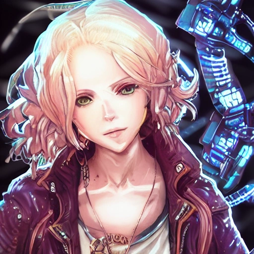 {{{octopath traveler style cyberpunk rpg character art of city girl}}}, highly detailed, {hyperrealistic upper body portrait of 30 years old woman with simple background oil colors}, {{wearing urban tech wear,}} leather jacket, neon colored hair, illustrated, beautiful and detailed eyes, large chest, tactical cybernetic gear, mysterious look, sharp focus, volumetric lighting, smooth, videogame character art, 1woman, thick black outlines, cartoony, anime, art by artgerm, trending artstation