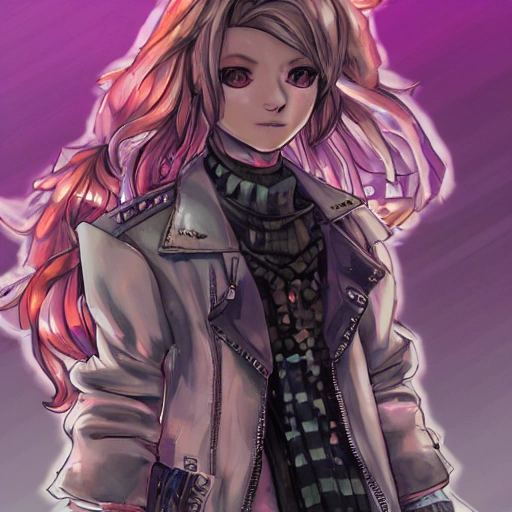 {{{octopath traveler style cyberpunk rpg character art of city girl}}}, highly detailed, {hyperrealistic upper body portrait of 20 years old woman with simple background oil colors}, {{wearing urban tech wear,}} leather jacket, neon colored hair, illustrated, beautiful and detailed eyes, large chest, tactical cybernetic gear, mysterious look, sharp focus, volumetric lighting, smooth, videogame character art, 1woman, thick black outlines, cartoony, anime, art by artgerm, trending artstation