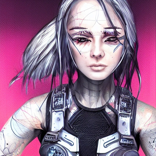 {{{cyberpunk edgerunners style rpg character art of city woman}}}, highly detailed, {hyperrealistic upper body portrait of 20 years old sister with simple background oil colors}, {{wearing tank top and short shorts,}} urban streetwear, dark hair, illustrated, extremely detailed, beautiful and detailed eyes, strong body with large breasts, cool and look, sharp focus, volumetric lighting, smooth, videogame character art, 1woman, anime, thick black outlines, cartoony, art by artgerm, trending artstation