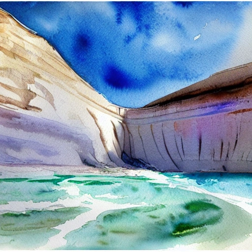 Create a watercolor of scala dei turchi
