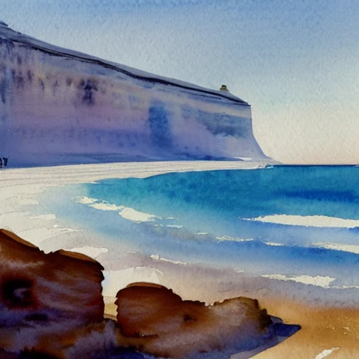 Create a watercolor of scala dei turchi
