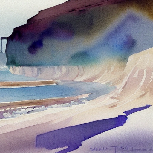 Create a watercolor of scala dei turchi
