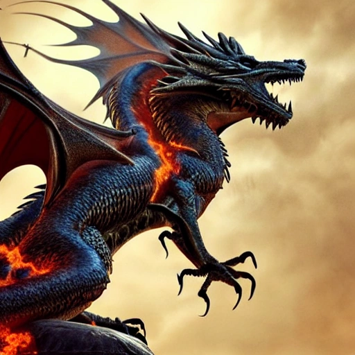 photo realistic a perfect Dragon like a god of thrones flying and spitting flames while there is a sandstorm, 