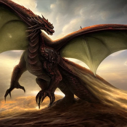 paint realistic a perfect Dragon like a god of thrones flying and spitting flames while there is a sandstorm, on a medial castle, wallpaper 