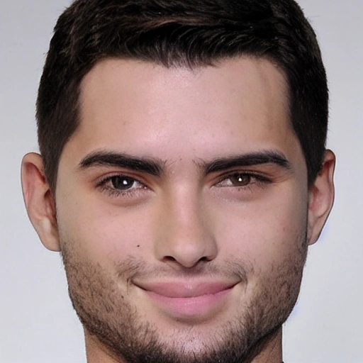 El joven debe tener un rostro con rasgos perfectamente proporcionados, con una mandíbula definida y una sonrisa radiante. Sus cejas deben ser pobladas y bien definidas, con una curva natural que enfatiza su mirada profunda y expresiva. Sus ojos deben ser verdes y llenos de vida, con una mirada intensa que captura la atención de quienes lo ven. Su cabello debe ser suave y ondulado, con un corte moderno que acentúa su belleza natural.