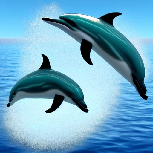 dolphins in ocean, 3D
