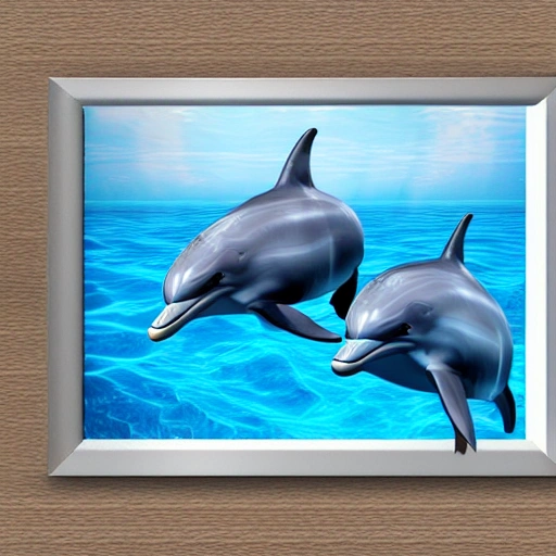 dolphins in ocean, 3D