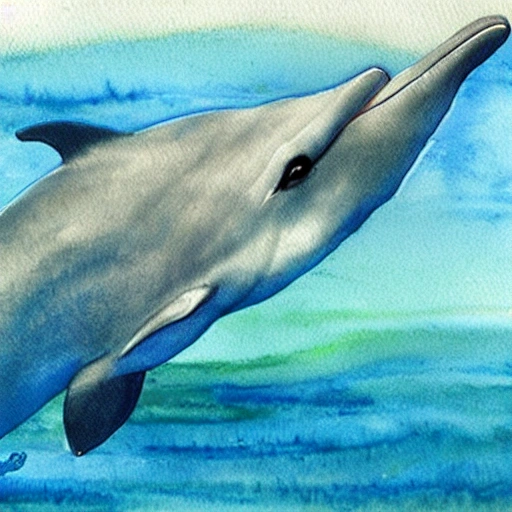 dolphins in ocean, , Water Color