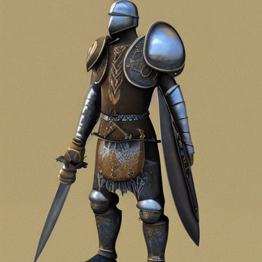 Warrior with big melle weapons and beautiful armor  , 3D