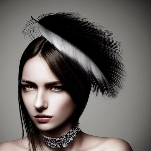 Hyper Realistic Portrait Of Sexy Girl Having A Feather Cap A C Arthub Ai