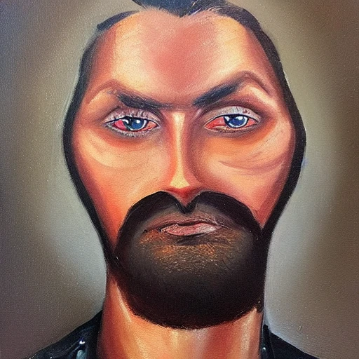 hombre con 
un poco de barba de ojos marrones y piel morena, 3D, Oil Painting cool