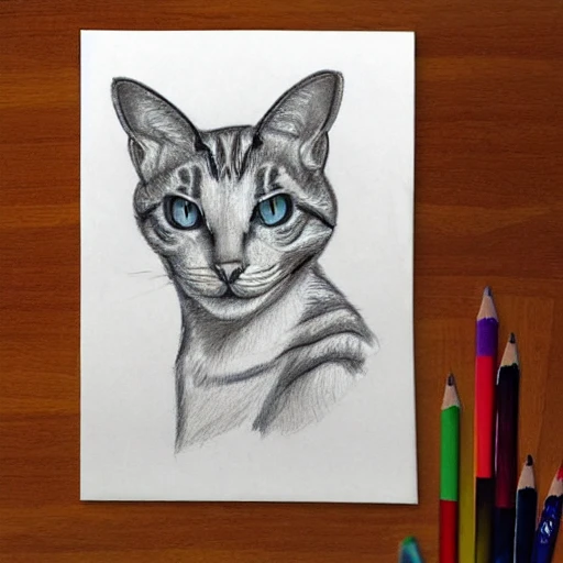 cat, Pencil Sketch, Cartoon