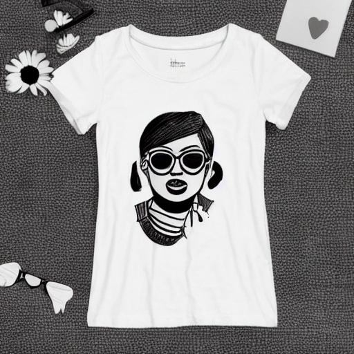 something trendy and feminist cool for white t shirt print design, Cartoon