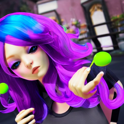 A beautiful adult Eurasian female with long hair center on screen，colourful dressed ，realism，Splatoon ，Unreal Engine, 