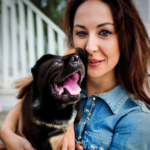 a beautiful photography of a woman that loves dogs and cats, she is 35 years old
