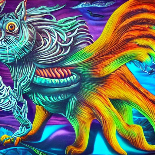 BitcoinBeastie, 3D, Trippy, Oil Painting