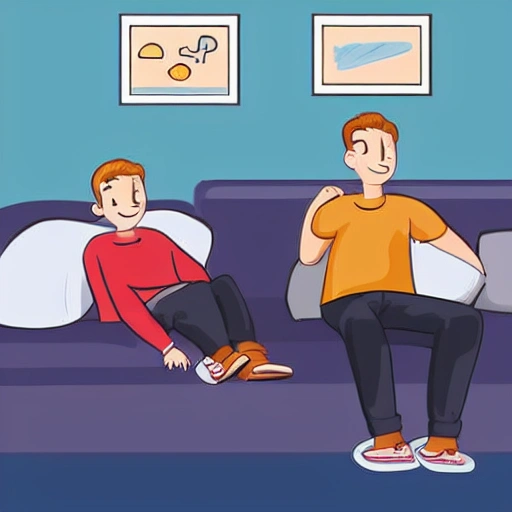 male teenager is waked up by his parents, Cartoon
