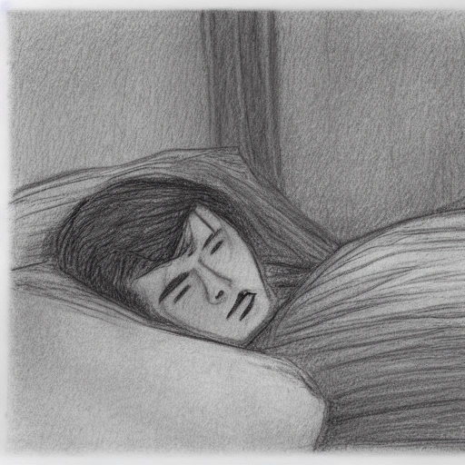 young man in the bed, covered by blanket, parents are in the room, father is yelling, Pencil Sketch