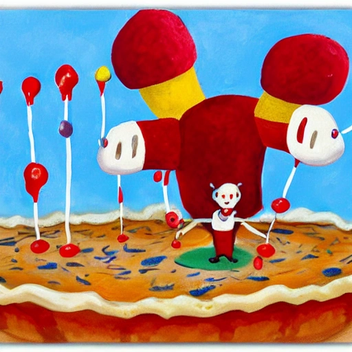 clown painting pie，Little ants line up to buy, 3D