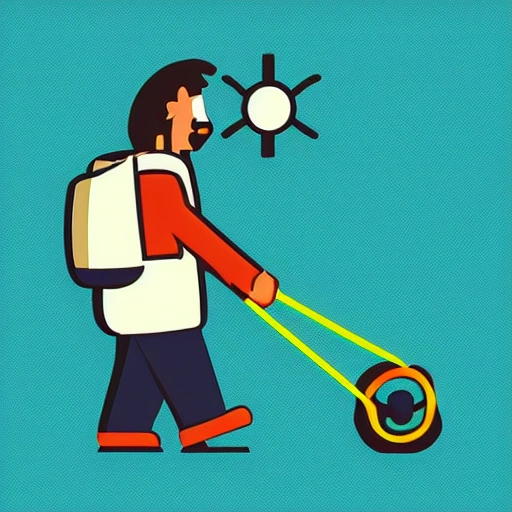 a guy takes his eyes for a walk, digital art, icon, 2d vector logo, cartoon