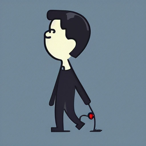 a guy takes his eyes for a walk, digital art, icon, 2d vector logo, cartoon