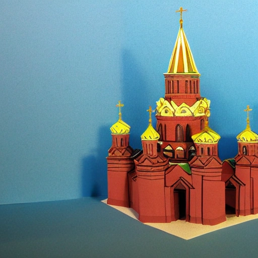 Russia suzdal church, paper artwork, paper building, origami, studio light, 4k, high detailed