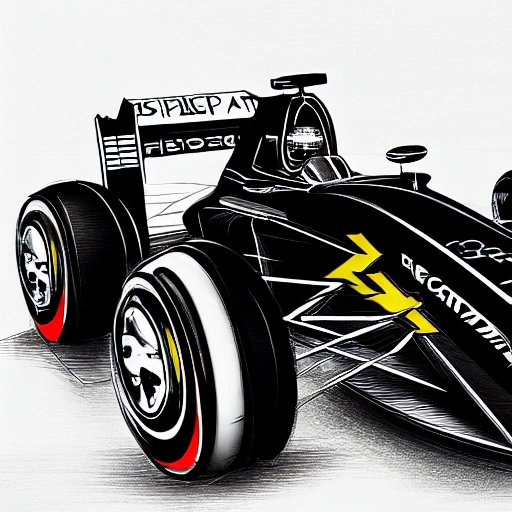 F1 car futuristic styling in hd, free hand sketch