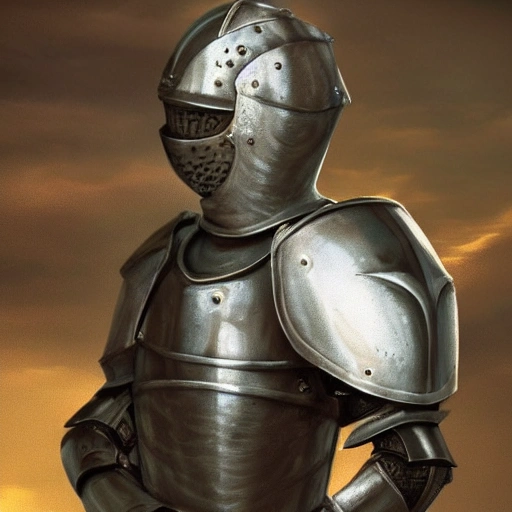 high detail fantasy portrait of a robust female knight wearing armour and face helmet, big lips