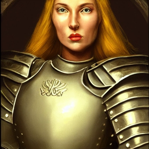 high detail fantasy portrait of a robust female knight wearing armour and face helmet, big lips